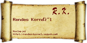 Rendes Kornél névjegykártya